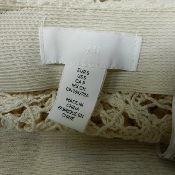 H&M Crochet knit midi skirt cover-up cream side slit elastic Size Sz Small SM S - Picture 12 of 12